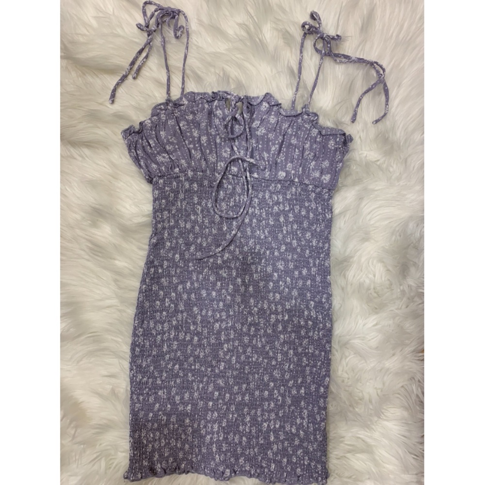 Lilac Floral Tie-Strap Sundress
